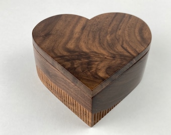 Handmade walnut heart shaped box