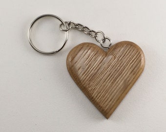 oak wood heart keychain