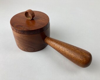 Mahogany Kuksa style bowl vessel with lid