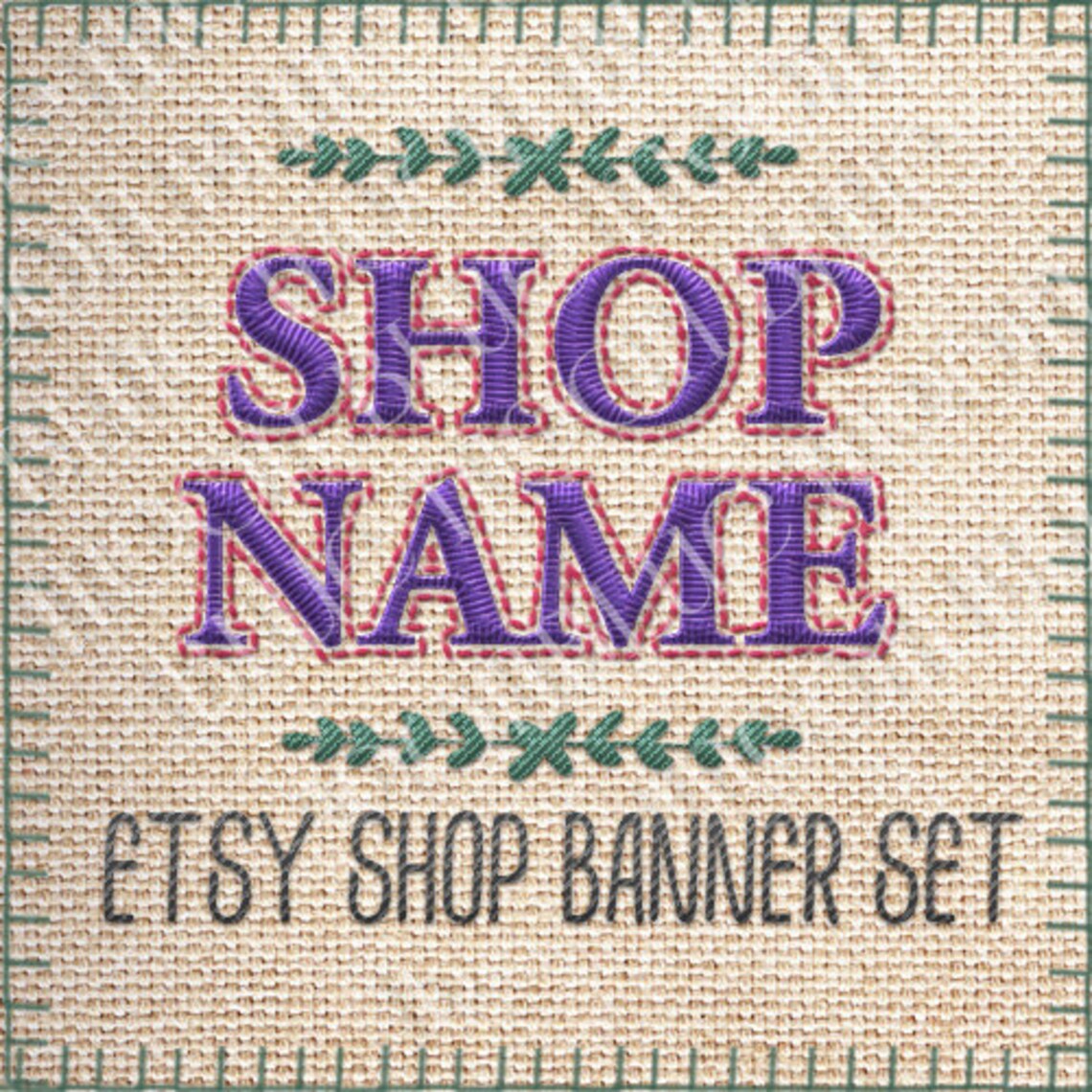 Etsy Shop Banner Set for Needlework Shop, Embroidery Design, Etsy Shop