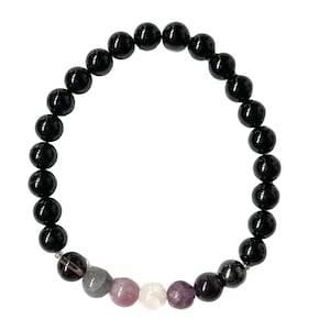 Empath Protection Bracelet, Black Tourmaline, Hematite, Amethyst, Rose Quartz, Fluorite, Selenite, Labradorite, Smokey Quartz, Aura Shield