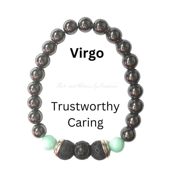 Virgo Zodiac Bracelet, Virgo Bracelet Man, Virgo Gift, Diffuser Bracelet for Men, Hematite Bracelet Men, Amazonite Bracelet for Men, Lava