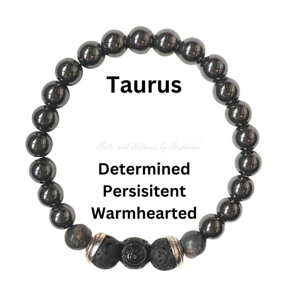 Men Taurus Bracelet, Taurus Zodiac Bracelet, Men Zodiac Gift, Taurus Jewelry, Lava Bracelet, Horoscope Bracelet, Taurus Birthstone Bracelet