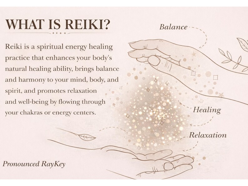 what is reiki explanation image describing energy healing for balance, relaxation and well being, used in Reiki infused Gemini bracelet for women and spiritual jewelry