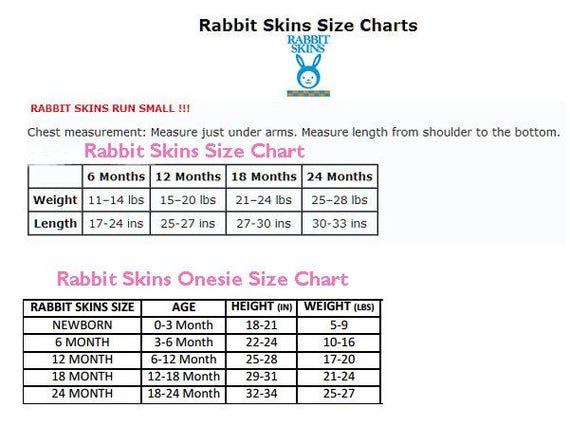 Rabbit Skins Onesies Size Chart
