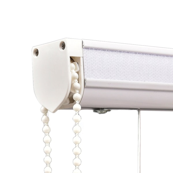Roman Blind Track System (RBS) with continuous bead chain custom cut to width. Hardware for DIY roman shades.