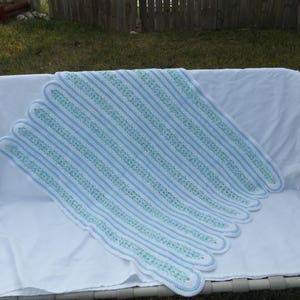 Mile a Minute baby afghan in blue 30 X 45, crocheted baby afghan, lap blanket