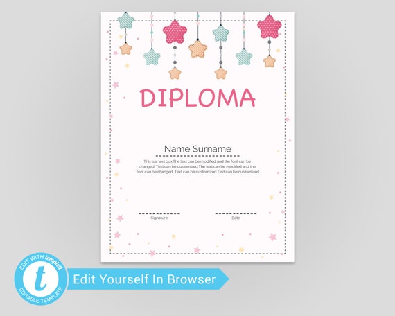 Kindergarten Diploma Printable Certificates Zumar