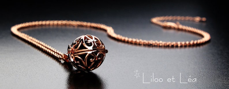 rose gold Angel Bola Harmony Ball Chime Pendant Necklace 50 or essential oil diffuser