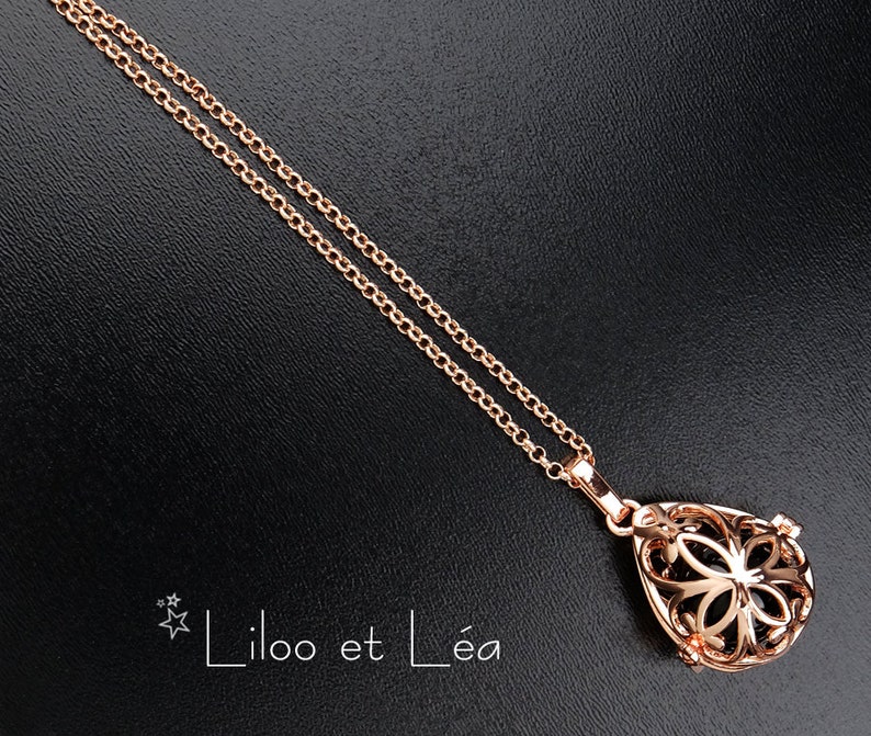 rose gold Angel Bola Harmony Ball Chime Pendant Necklace 50 or essential oil diffuser
