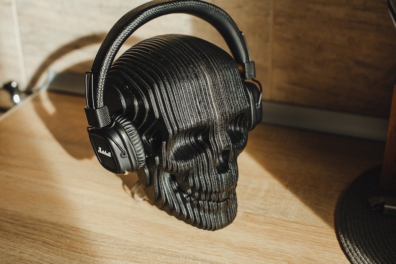 Wooden Human Skull Skull headphone stand holder for over ear | Etsy
