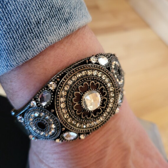 Silver Rhinestone Statement Cuff Bracelet | Spark… - image 12