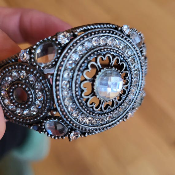 Silver Rhinestone Statement Cuff Bracelet | Spark… - image 8