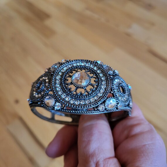 Silver Rhinestone Statement Cuff Bracelet | Spark… - image 6