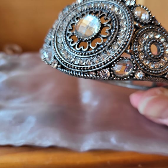 Silver Rhinestone Statement Cuff Bracelet | Spark… - image 5