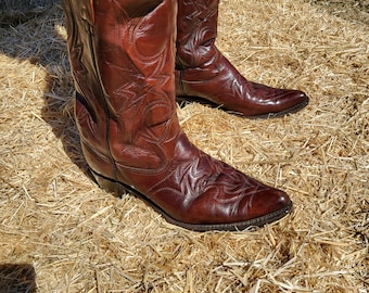 Vintage Texas Imperial Cowboy Boots | TX Boot Co. | Brown Leather | Men's Size 10.5 D | Style M41