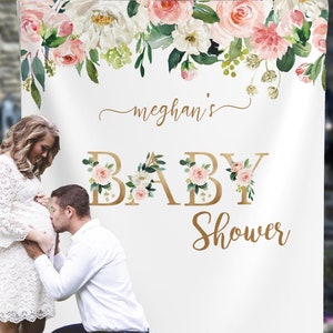 Floral Baby Shower Backdrop Floral Baby Shower Decorations Photo Booth Backdrop Gender Neutral Banner Girl Shower Twins Shower 01BS06