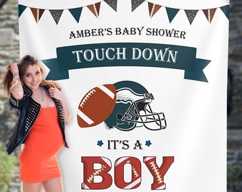 Fußball-Baby-Dusche-Hintergrund, Sport-Baby-Dusche, Junge-Baby-Dusche-Banner, es ist ein Junge-Baby-Dusche-Hintergrund