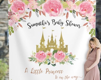 Little Princess Baby Shower Backdrop, Royal Princess Backdrop, A little princess is on the way, Castle Baby Girl Shower Decoration 01BAS02