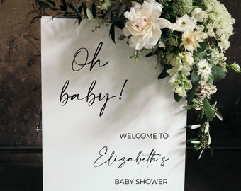 Baby Shower Foam Board Oh Baby Theme Sign Paper Poster Minimalist Welcome Sign Personalised Gender Neutral Decor Custom Name Baby Sprinkle