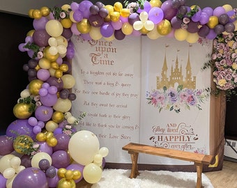 Purple Princess Baby Shower Backdrop Lavender Fairytale Decor Royal Shower Little Princess Once Upon A Time Castle Baby Shower Banner