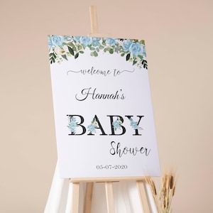Blue Floral Boy Baby Shower Welcome Sign Foamboard Custom Baby Shower Decoration Welcome Poster Baby Sprinkle Printed and Shipped Its A Boy