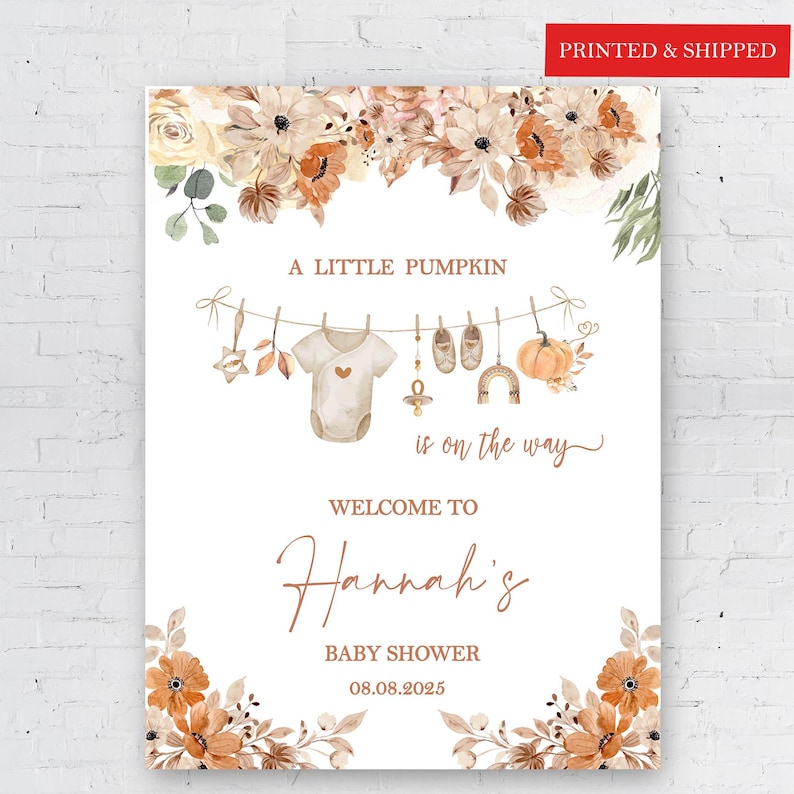 Little Pumpkin On the Way Gender Neutral Poster Laundry Boho Decor