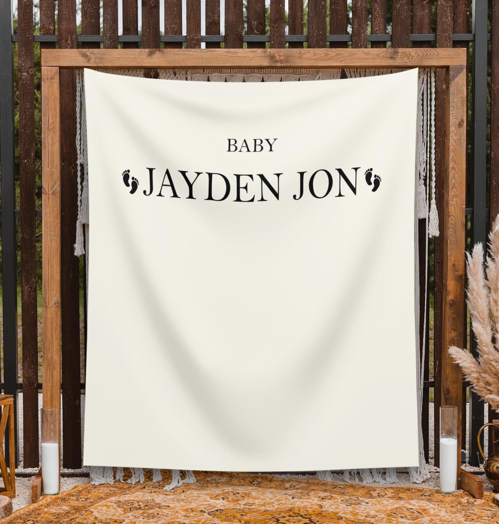 Minimalist Baby Shower Backdrop, Custom Baby Name Banner, Gender ...