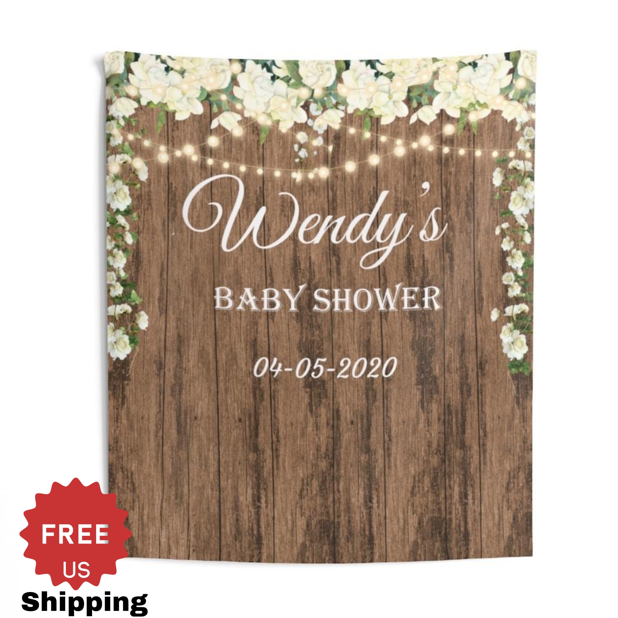 Rustic Baby shower Backdrop Rustic Baby Shower Decorations Etsy