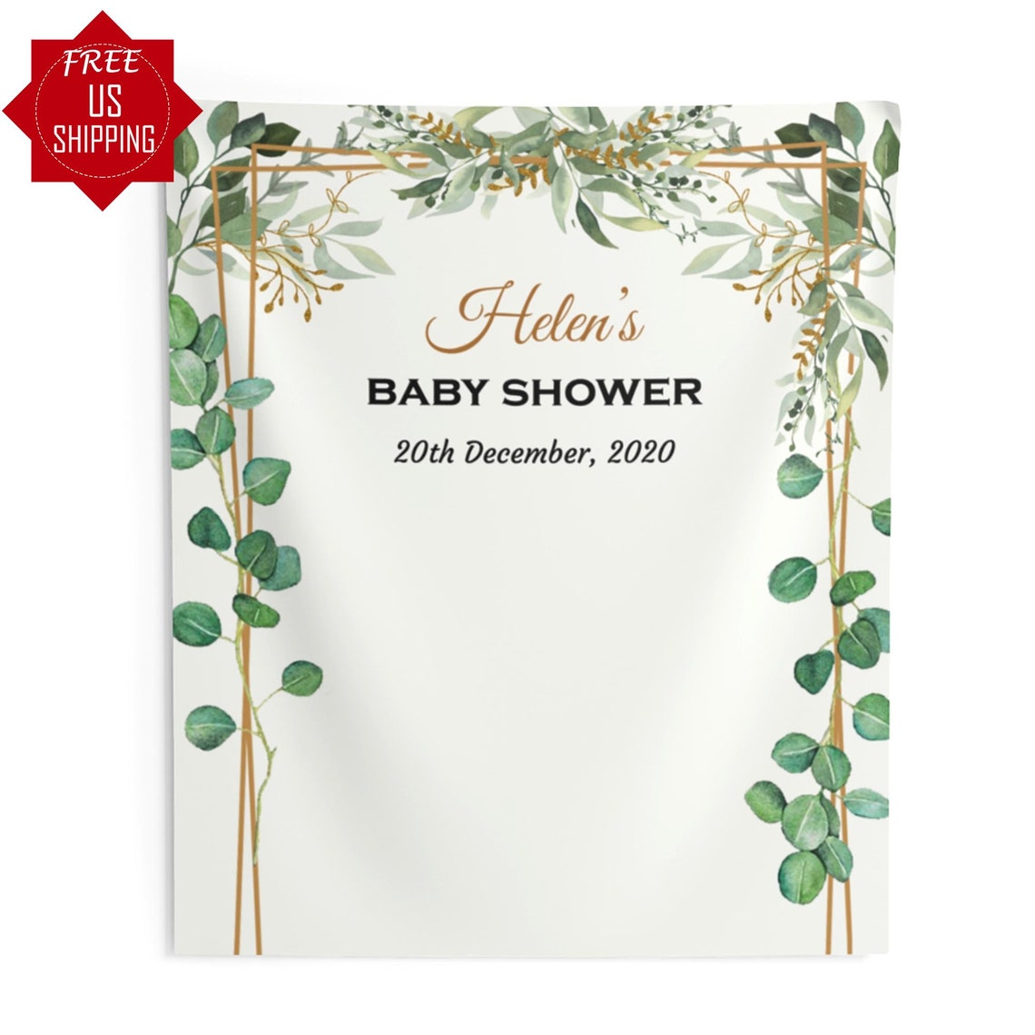 Greenery Eucalyptus shower Baby Shower Backdrop Boy Baptism Etsy