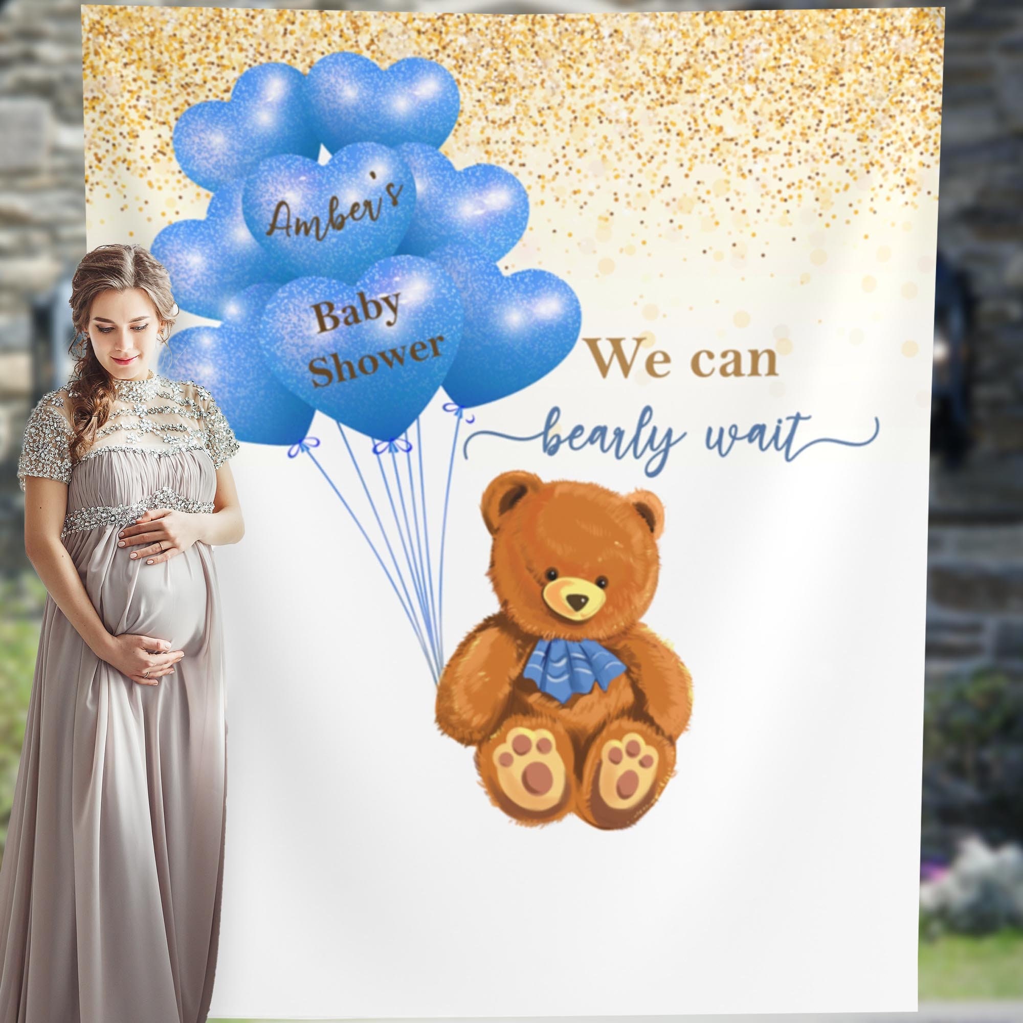 Blue Teddy Bear Baby Shower Backdrop Bear Themed Baby Shower Etsy