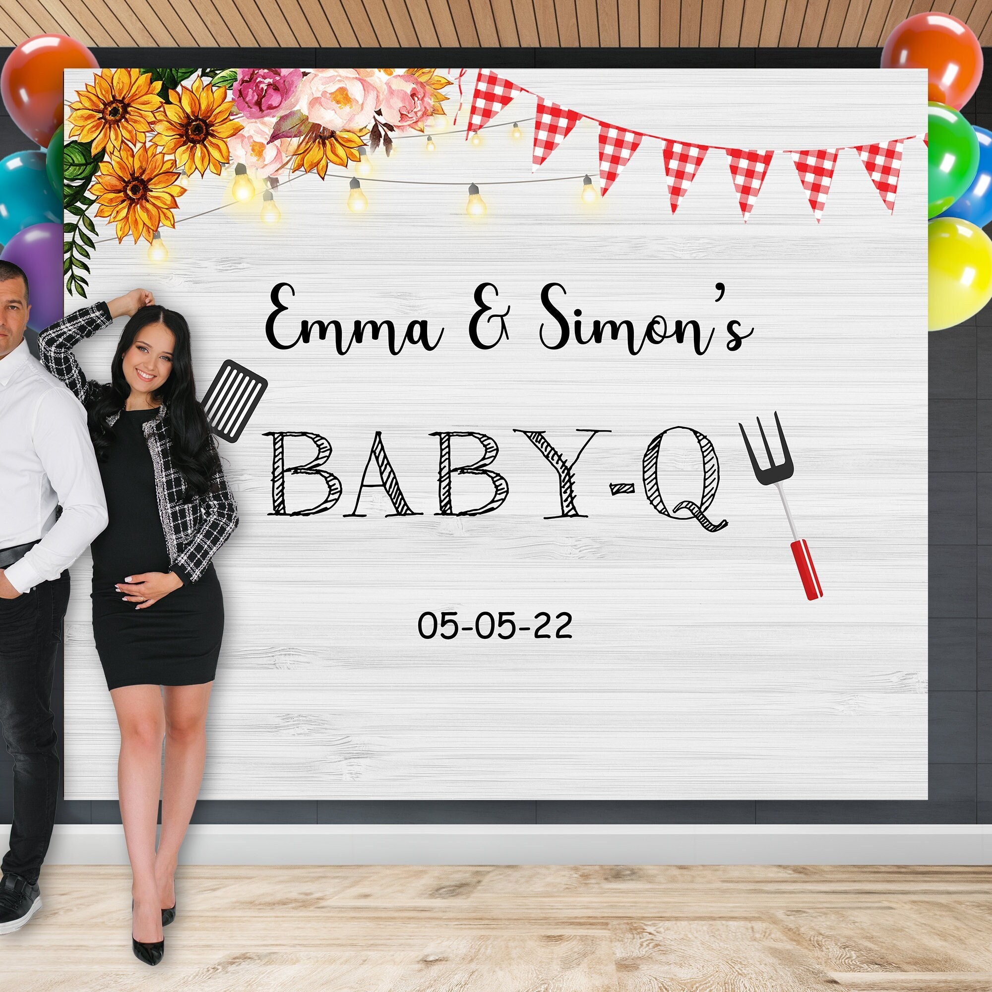 BabyQ Backdrop, Baby-Q Shower Decor, BBQ Baby Shower Banner, Barbecue Baby Shower, Backyard Baby Shower Backdrop BQ1