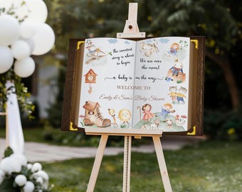 Baby Shower Welcome Sign, Printed Nursery Rhyme Foamboard, Over the Moon Poster, Storybook Baby Shower Decor, Fairytale Shower Banner