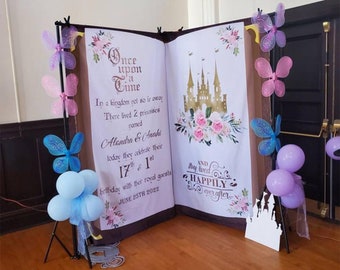 Twin Girls Happy Birthday Backdrop Banner Princess Photo Background Fairytale Party Decorations Princess Castle Backdrop Girl Birthday