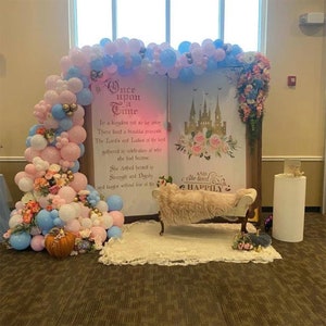 Princess Baby Shower Backdrop Book Themed Decor Once Upon a Time Floral Backdrop Storybook Backdrop Baby Sprinkle