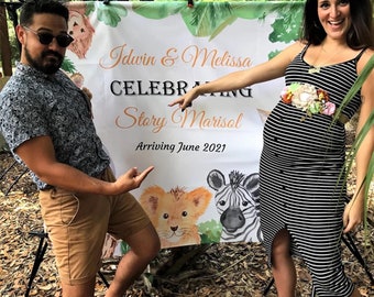 Safari Baby Shower Backdrop, Jungle Baby shower Backdrop | Custom Backdrop | Gender Neutral Baby Shower 01BAS04