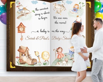 Nursery Rhyme Baby Shower Backdrop, Storybook Baby Shower Decoration, Fairytale Baby Shower Banner