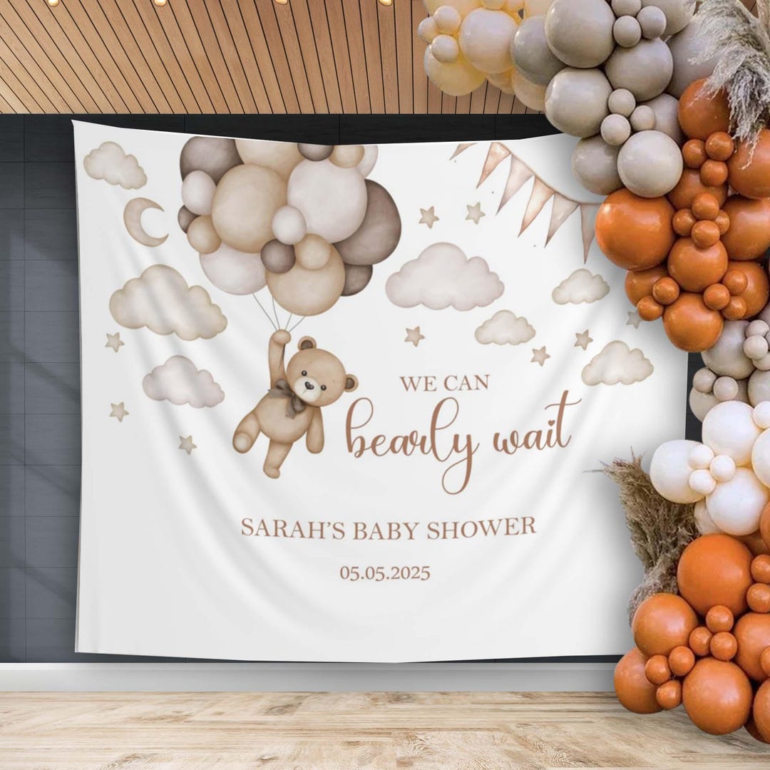 Gender Neutral Bear Baby Shower Decor We Can Bearly Wait Backdrop ...