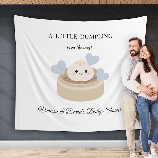 Dumpling Baby Shower Backdrop Little Dumpling on the Way Modern Baby Sprinkle Banner Boy Girl Baby Welcome Party Custom Backdrop