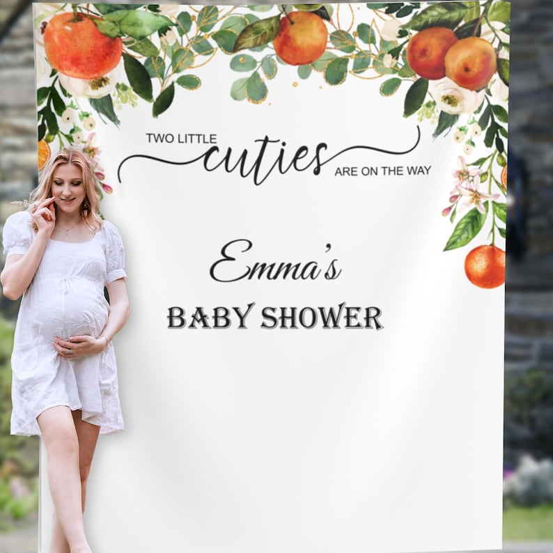 Twins Citrus Baby Shower Backdrop