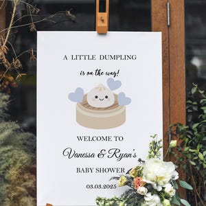 Bedrucktes Knödel Baby Shower Willkommen Schild Kleiner Knödel unterwegs Modernes Baby Sprinkle Foam Board Junge Mädchen Baby Shower Willkommen Poster