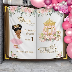 Afro Prinzessin Geburtstag Hintergrund, Es War Einmal 1. Geburtstag Banner, Baby Geburtstag Hintergrund, Kleine Prinzessin Turns 1, Prinzessin Wagen