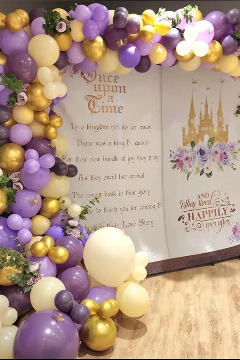 Purple Princess Baby Shower Backdrop Lavender Fairytale Decor Royal Shower Little Princess Once Upon A Time Castle Baby Shower Banner image 7