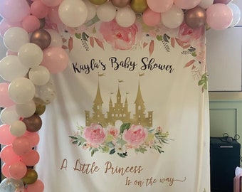 Princess Baby Shower Backdrop, Baby Shower Decorations 01BAS02
