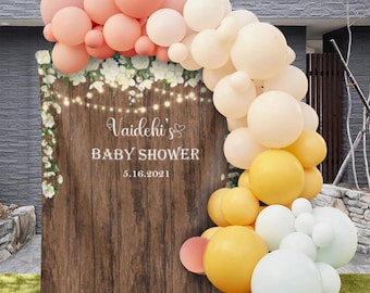 Rustykalne Tło Baby Shower Drewniane Tło Baby Shower Rustykalne Tło Baby Shower Znak, Dekoracja Leśna