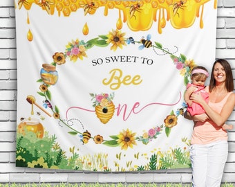 Bee verjaardag achtergrond, Honey Bee verjaardagsfeestje Bee 1e verjaardag zo lief voor Bee één partij Bee-dag 1e verjaardag