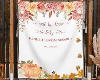 Fallen in der Liebe Babyparty Kulisse Kürbis Baby Shower Decor Gender Neutral Banner Kleiner Kürbis Auf dem Weg Herbst Blumendekor