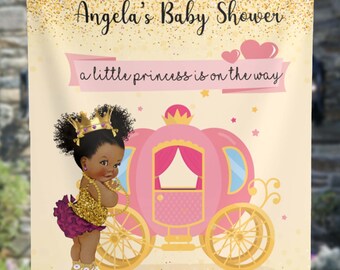 Baby Shower Backdrop, Princess Backdrop, Royalty Back drop, Black Baby girl, custom Step and Repeat, Birthday backdrop