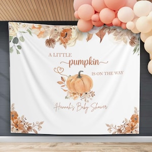 Autumn Baby Shower Backdrop Little Pumpkin on the Way Banner Personalized Fall Autumn Decor Custom Gender Neutral Autumn Baby Sprinkle