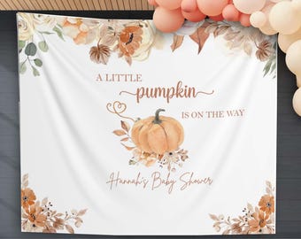 Herbst-Babyparty-Hintergrund Kleiner Kürbis auf dem Weg Banner Personalisierte Herbst Herbst Dekor Benutzerdefinierte Gender Neutral Herbst Baby Sprinkle